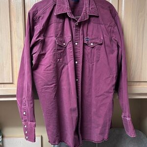 Wrangler Men's Casual Button Down Shirt - Purple
